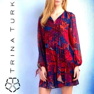 Trina Turk Bohemian Style Dress with Metallics and tassels  Nwt